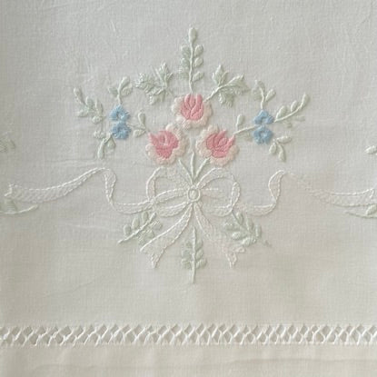 100% Cotton Hand Embroidered Pillowcases - Pink and Blue