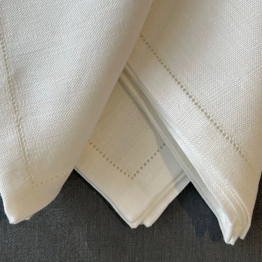 Classic Irish Linen Hemstitch Napkins - White