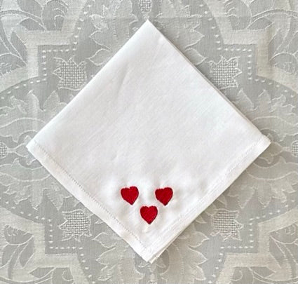 Handkerchief Ladies - Linen With Red Hearts