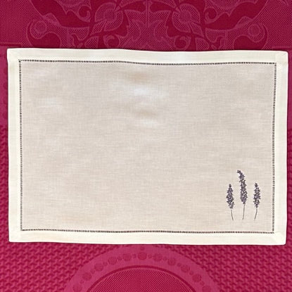 Clearance! Linen/Cotton Embroidered Placemat - "Lavender"