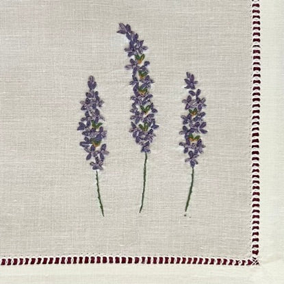 Clearance! Linen/Cotton Embroidered Placemat - "Lavender"