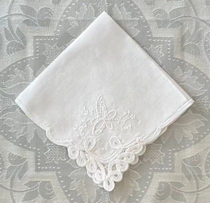 Handkerchief Ladies - Butterfly with Battenburg Embroidery