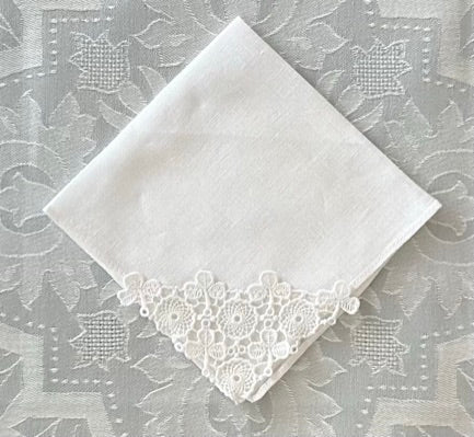 Handkerchief Ladies - Linen Embroidered Corner with Shamrocks and Pinwheels