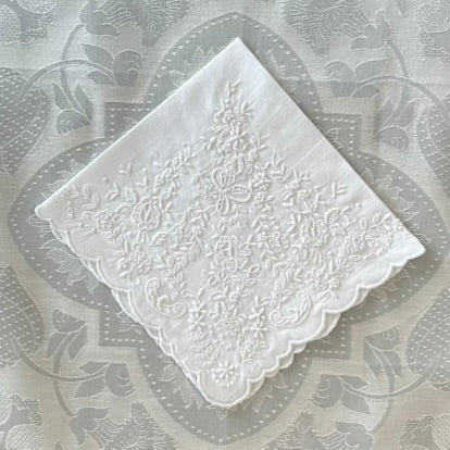 Handkerchief Ladies - Madeira Linen With Elaborate Embroidered Shamrock and Flowers