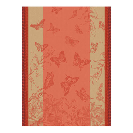 Le Jacquard Français Tea Towel "Jardin Des Papillons" Camélia Pink