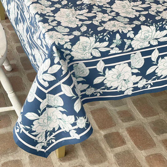 Cotton Tablecloth: "June Bug Indigo"
