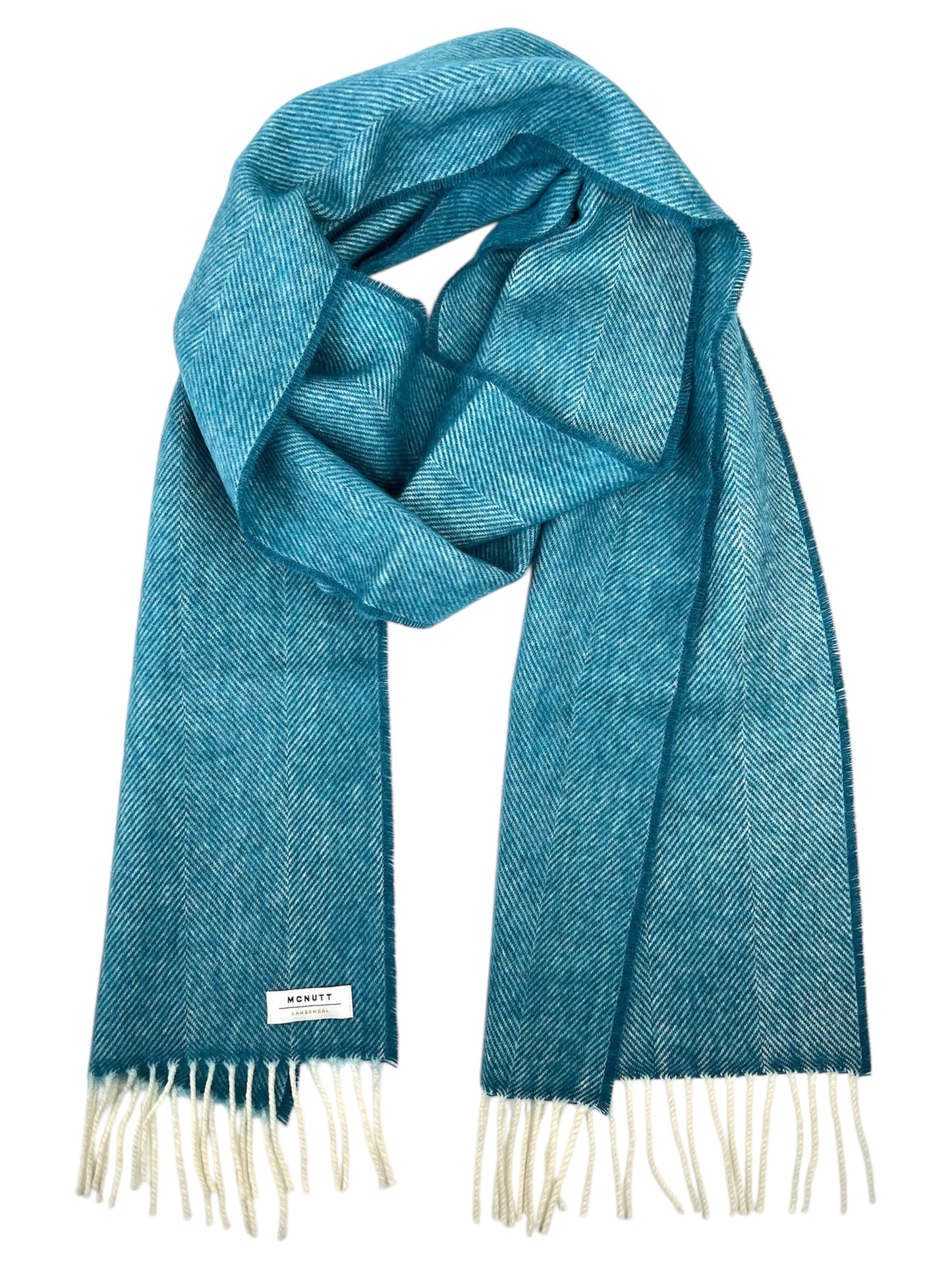 McNutt Lambswool Scarf - Kingfisher Herringbone