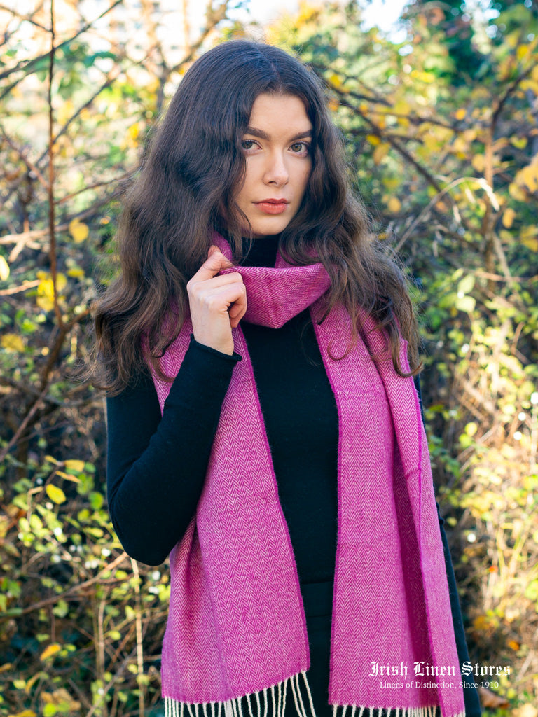 McNutt Lambswool Scarf - Beetroot Herringbone