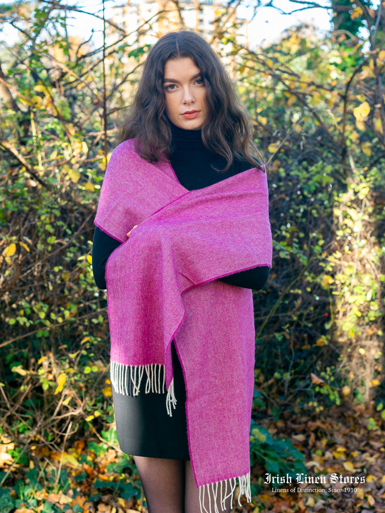 McNutt Lambswool Scarf - Beetroot Herringbone