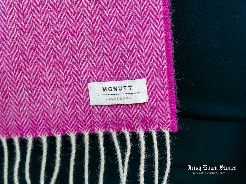 McNutt Lambswool Scarf - Beetroot Herringbone