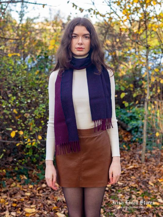 McNutt Lambswool Scarf - Burgundy & Navy Reversible
