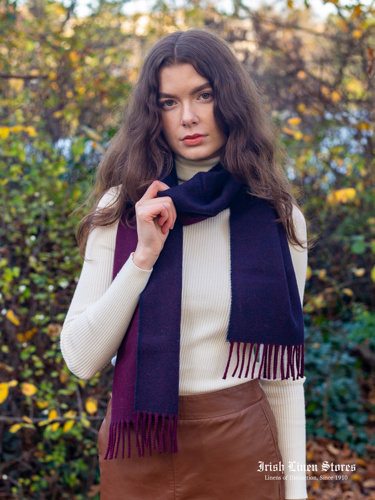 McNutt Lambswool Scarf - Burgundy & Navy Reversible