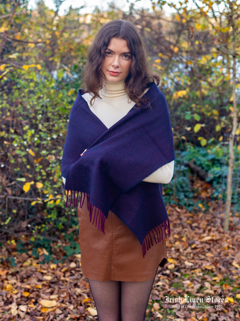 McNutt Lambswool Scarf - Burgundy & Navy Reversible