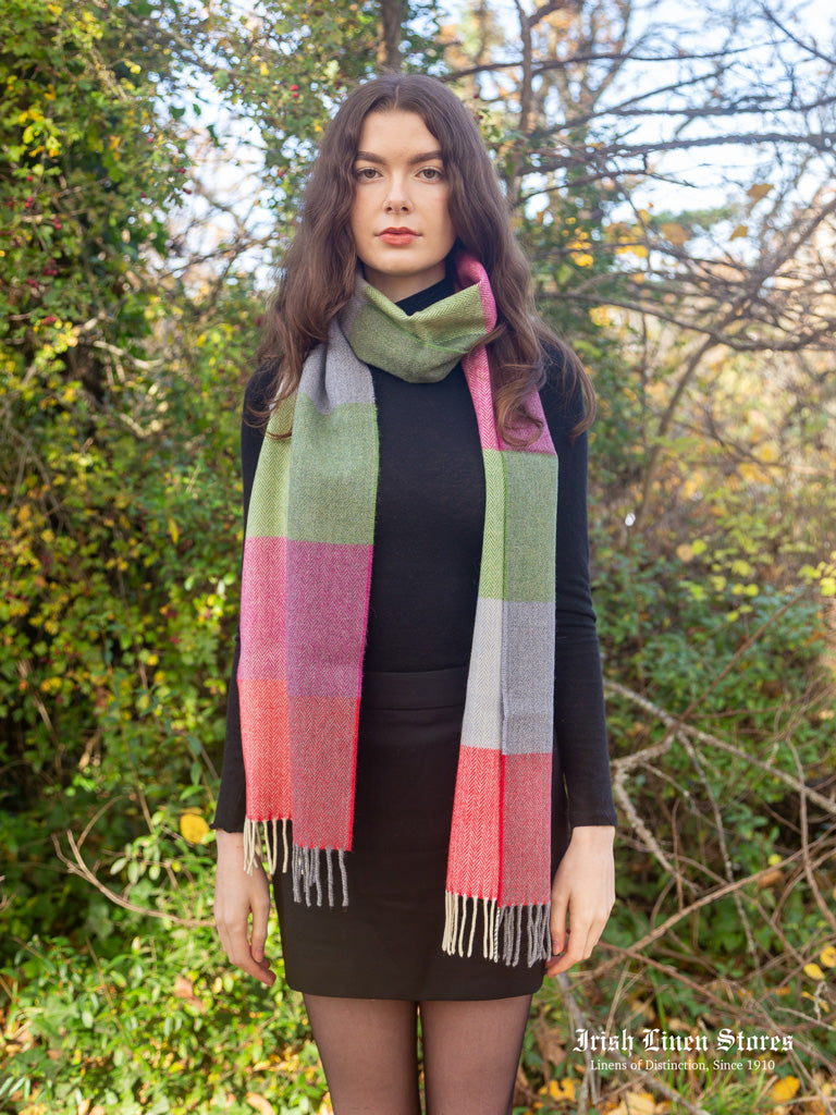 McNutt Lambswool Scarf - Green Smoke Check