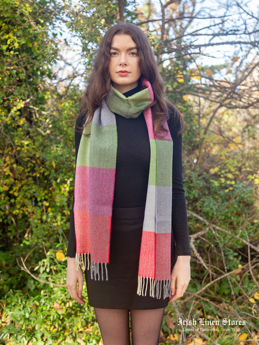 McNutt Lambswool Scarf - Green Smoke Check