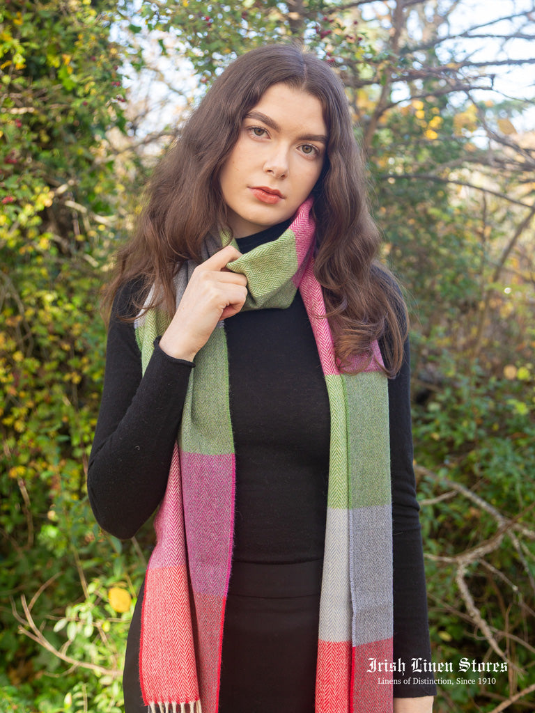 McNutt Lambswool Scarf - Green Smoke Check