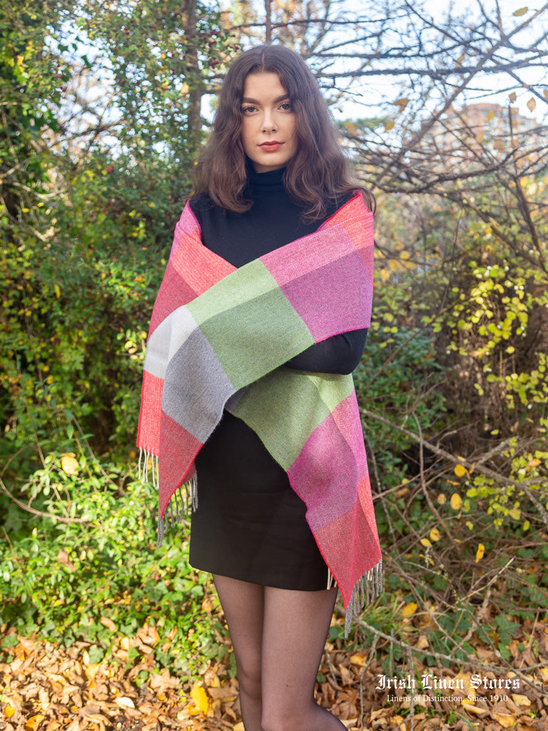 McNutt Lambswool Scarf - Green Smoke Check