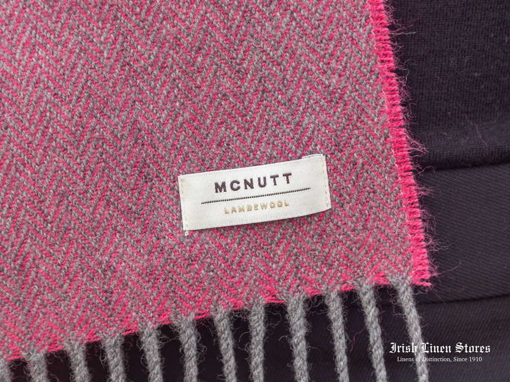 McNutt Lambswool Scarf - Hyacinth & Orange Check