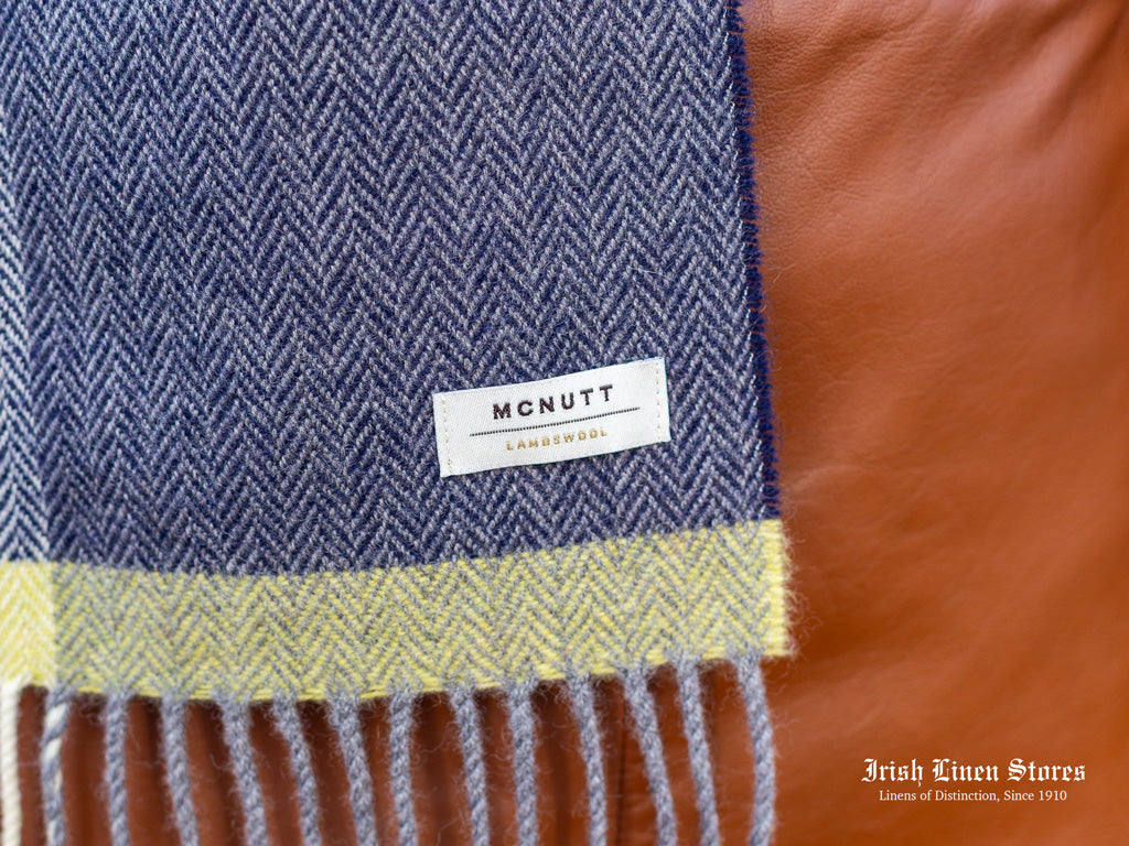McNutt Lambswool Scarf - Navy & Smoke Check