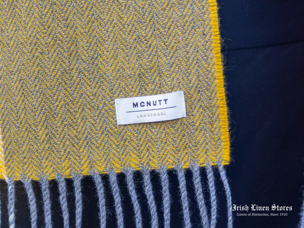 McNutt Lambswool Scarf - Orange & Smoke Check