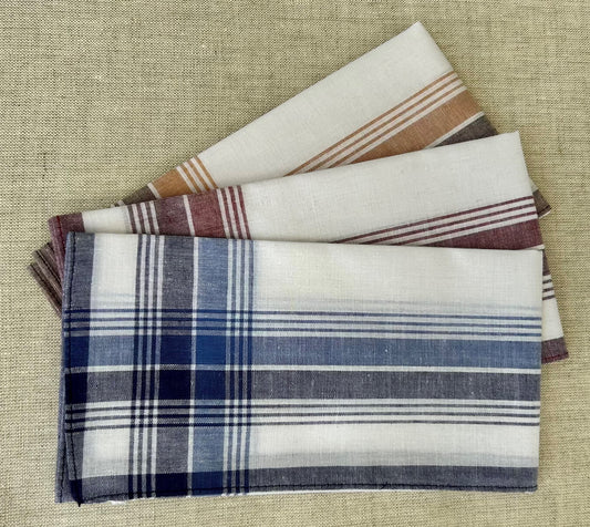 Handkerchief Men's - Woven Borders White Centres