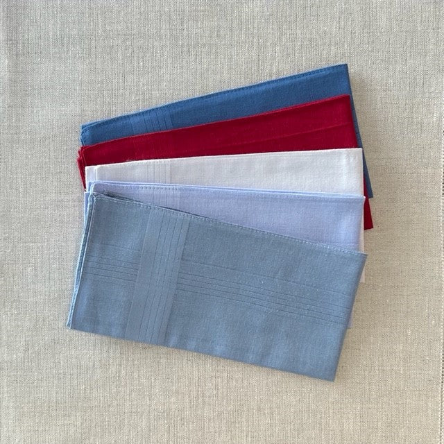 12 Pack Men's Handkerchiefs - 100% Cotton Dyed With Satin Stripe Borders (Multicolored)