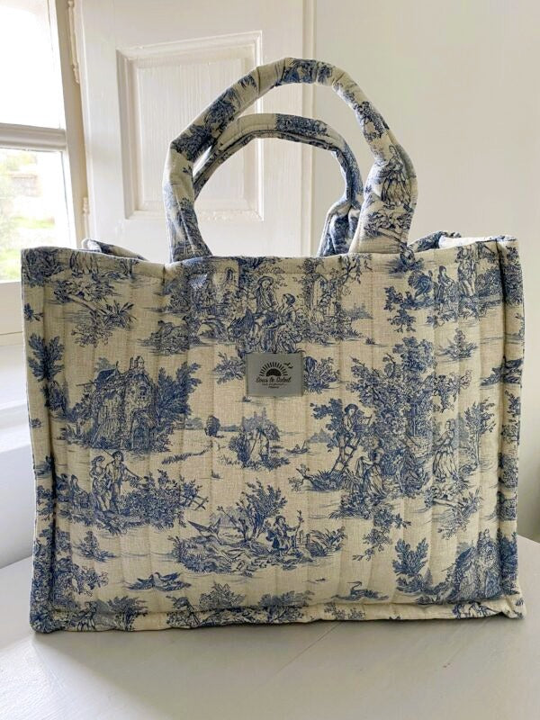 Cotton Tote - "Mini Pastorale" Quilted Matelasse