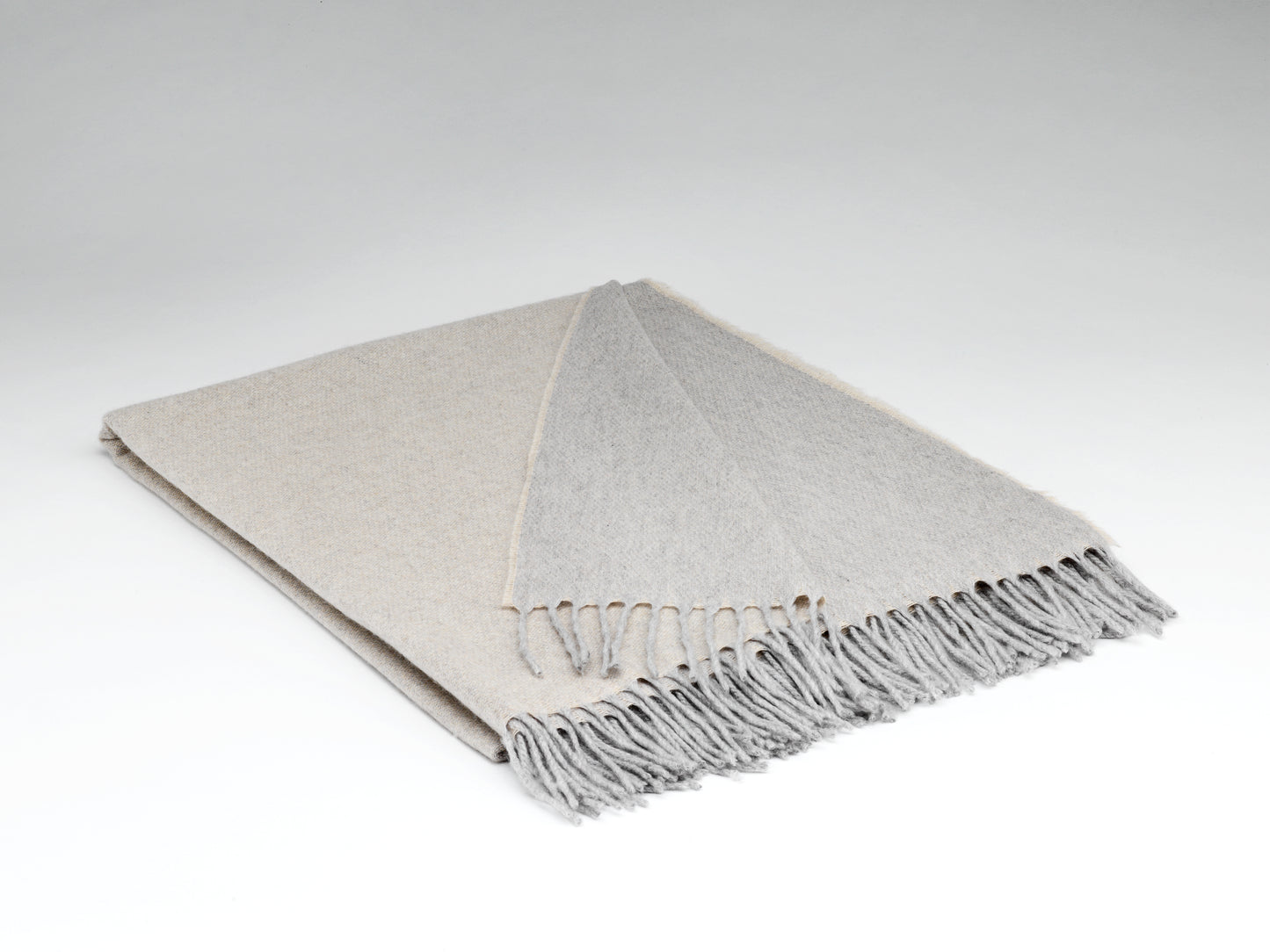 McNutt 100% Cashmere Reversible Throw "Natural & Dove"