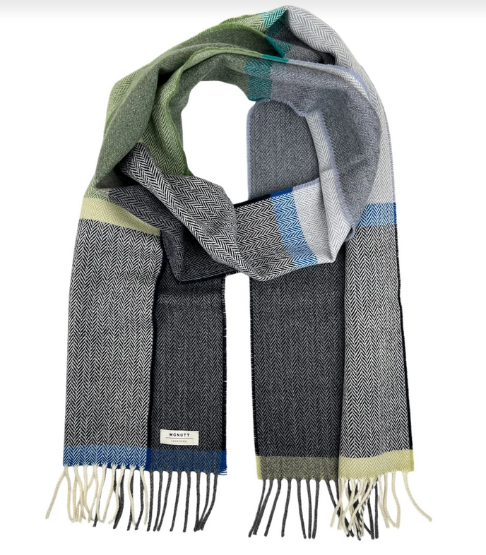 McNutt Lambswool Scarf - Navy & Smoke Check