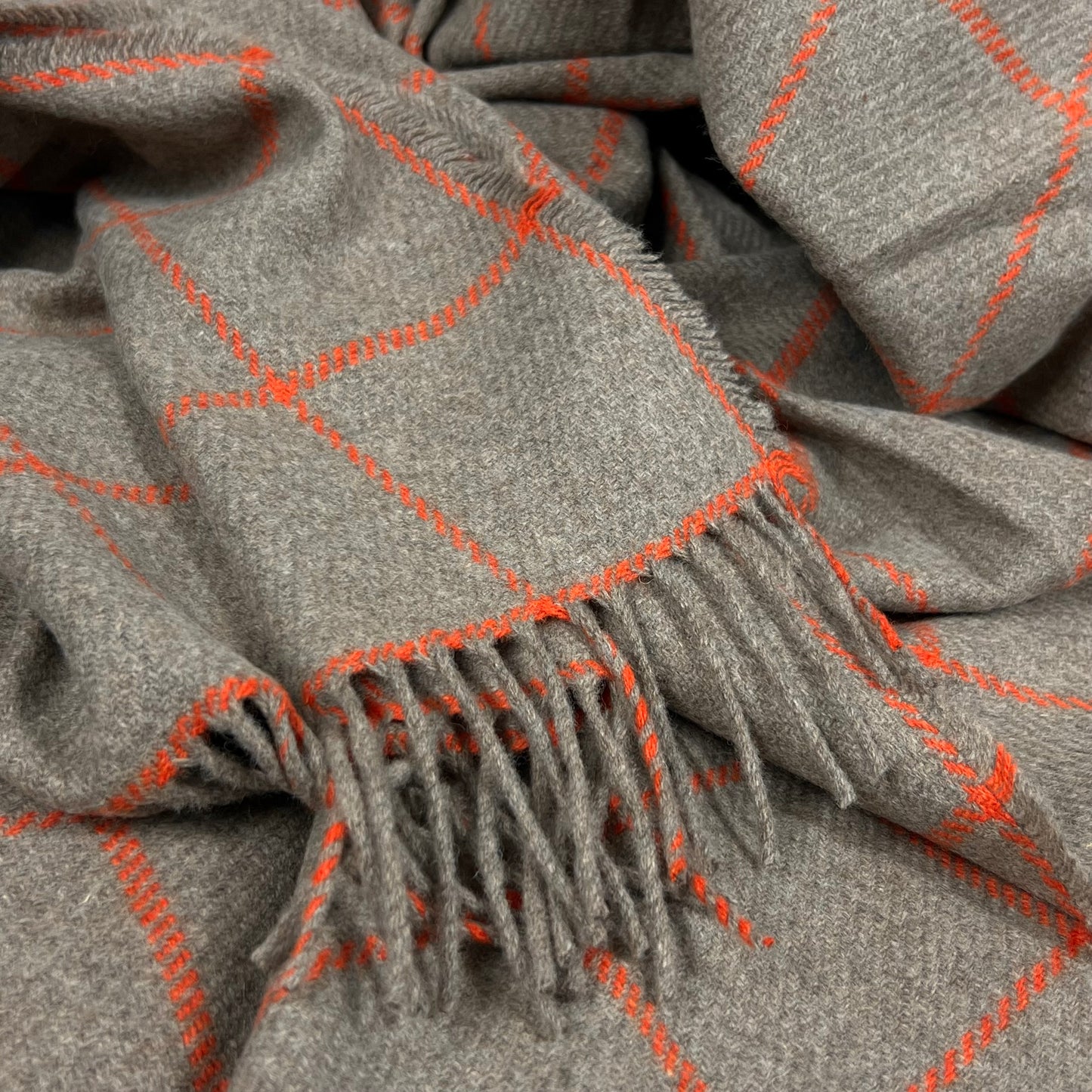 McNutt Cashmere/Merino Wool Throw "Nutmeg Windowpane"