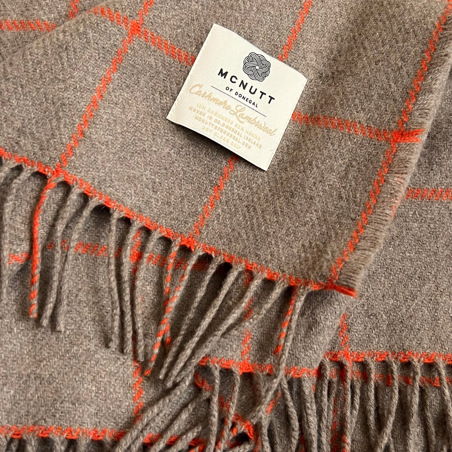 McNutt Cashmere/Merino Wool Throw "Nutmeg Windowpane"