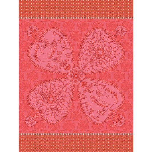 Le Jacquard Français Tea Towel "Peace & Love" Red
