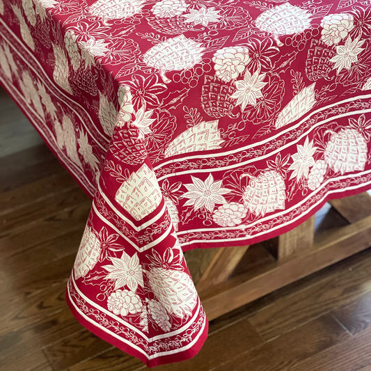 Mahogany Cotton Tablecloth: "Pinecone"