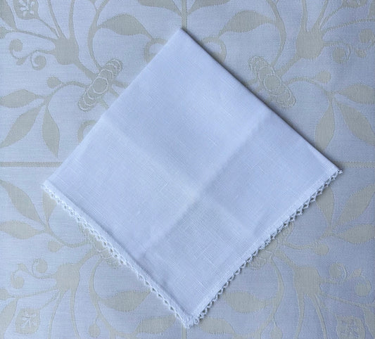 Handkerchief Ladies - White Linen with Picot Edge