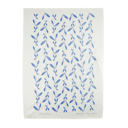 Rain Goose Linen Tea Towel "Blue Kelp"