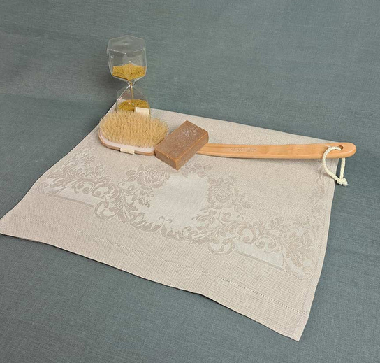 Linen Bath Towel: Natural Rose Huck