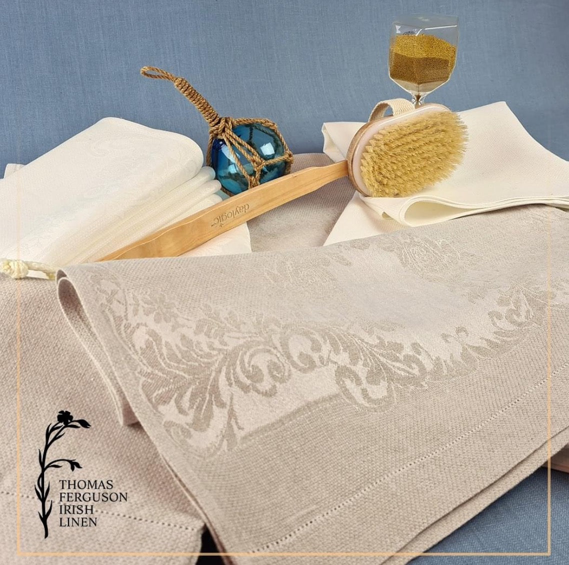 Linen Bath Towel: Natural Rose Huck