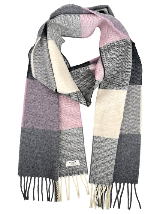 McNutt Lambswool Scarf - Rose & Grey Check