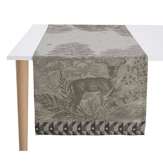 Le Jacquard Francais Table Runner "Foret Enchantee" Silver
