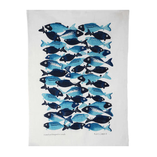 Rain Goose Linen Tea Towel "School of Fish"