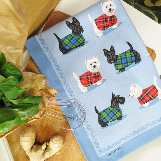 Tea Towel "Scotties & Westies"