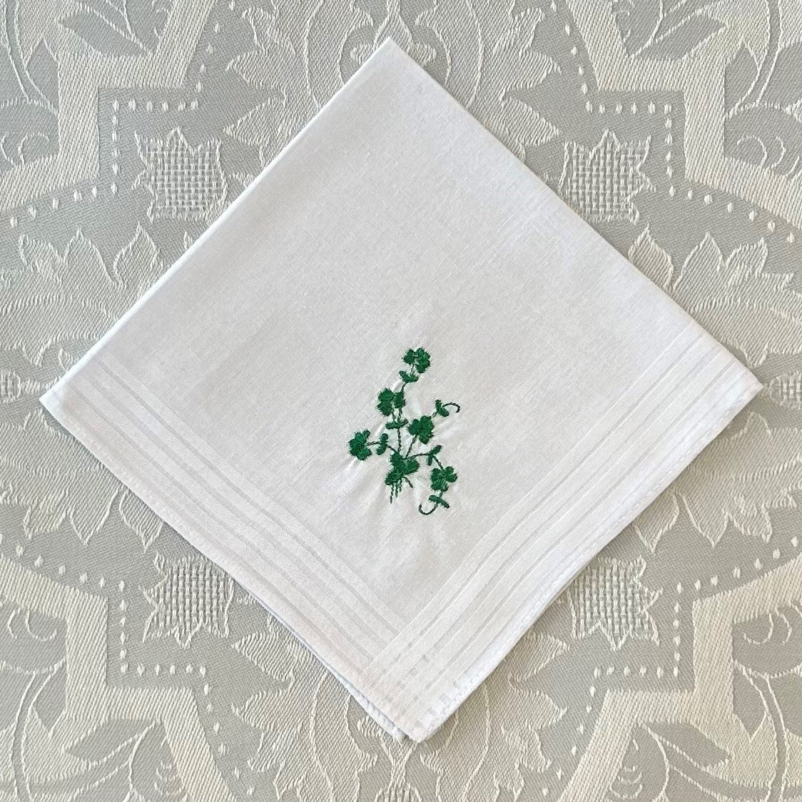 Handkerchief Ladies - Embossed Cotton Shamrock - Swirl Style