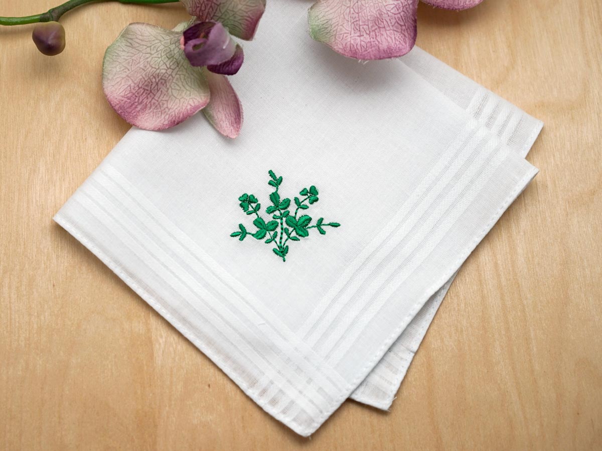 Handkerchief Ladies - Embossed Cotton Shamrock - Fan Style
