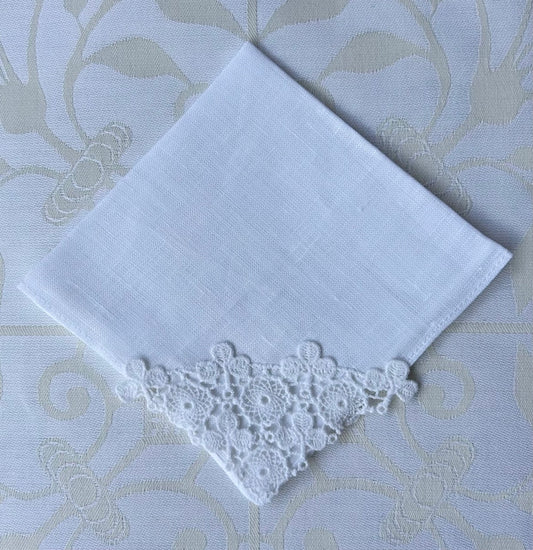 Handkerchief Ladies - White Linen with Shamrocks and Pinwheels