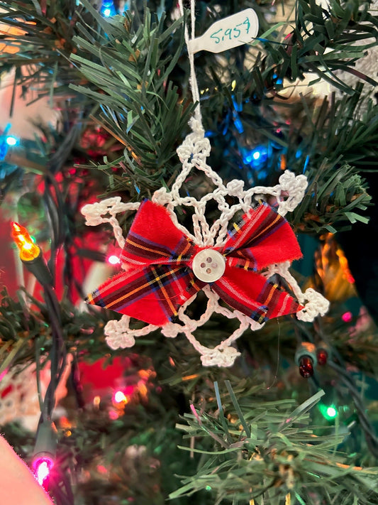 Handmade Holiday Tree Ornament: Crochet Snowflake, Style C
