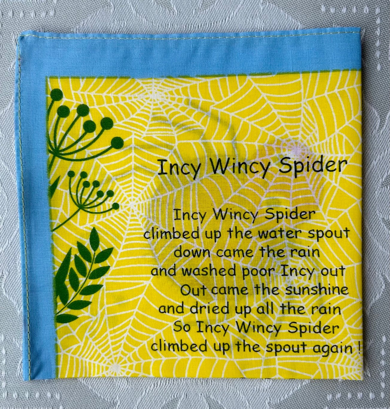 Children's Cotton Nursery Rhyme Handkerchief - Incy Wincy Spider