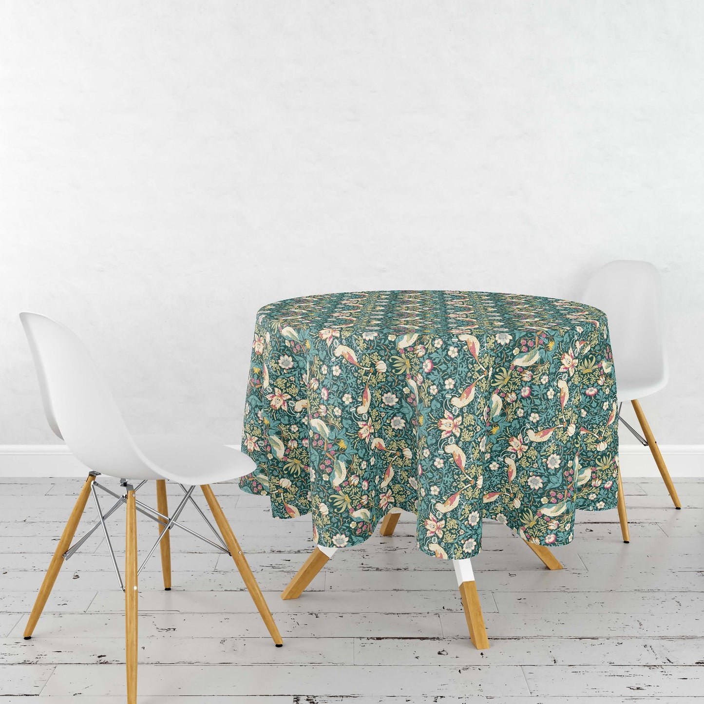 William Morris Strawberry Thief Green Tablecloth