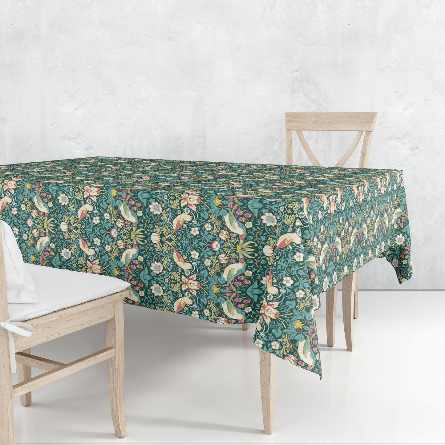 William Morris Strawberry Thief Green Tablecloth