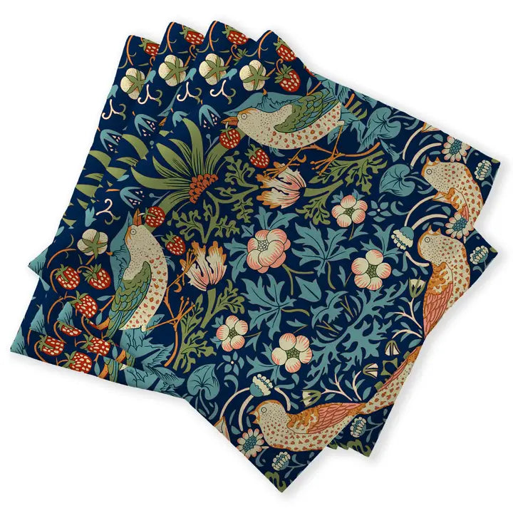 Cotton Napkin: William Morris "Strawberry Thief" Indigo