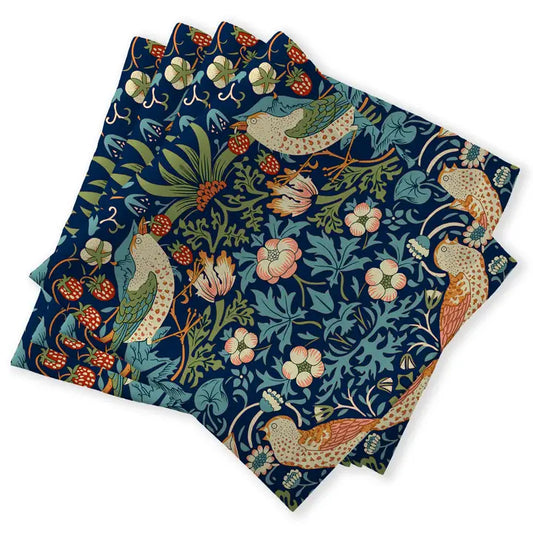 Cotton Napkin: William Morris "Strawberry Thief" Indigo